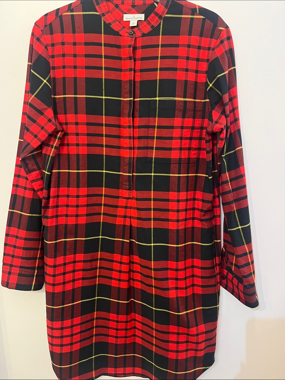 Bean Signature Red and Black Plaid Medium Long Sleeve Tunic Dress